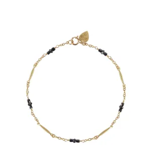 18K Gold Lure Bracelet with Black Diamonds