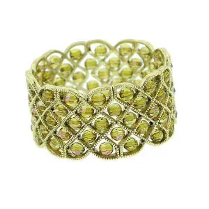 2028 Jewelry Olivine Green Ab Crystal Beaded Lattice Stretch Bracelet