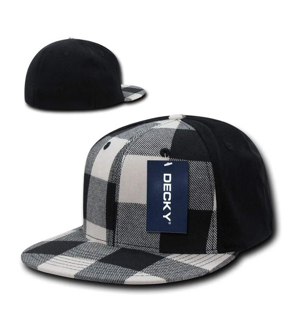 3 Dozen Decky Plaid Flex 6 Panel Fitted Two Tone Baseball Caps Hats Wholesale