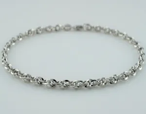 9ct White Gold Diamond Cut Prince Of Wales Bracelet  7.5"