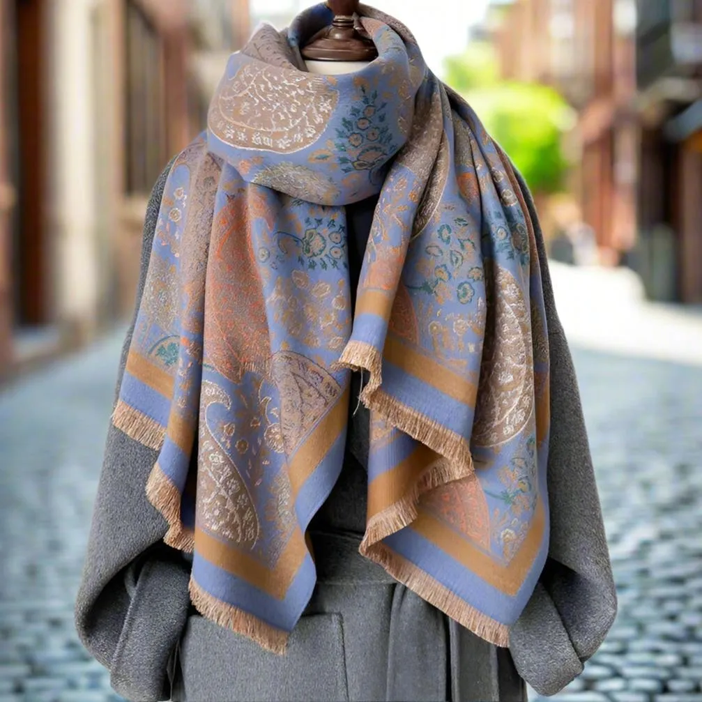 Anaya Winter Scarf Shawl in Blue