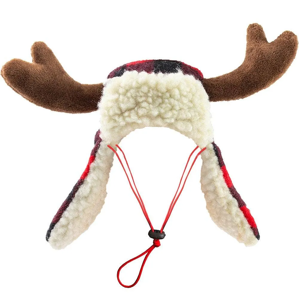 Antler Buffalo Check Dog & Cat Hat with SnugFit®