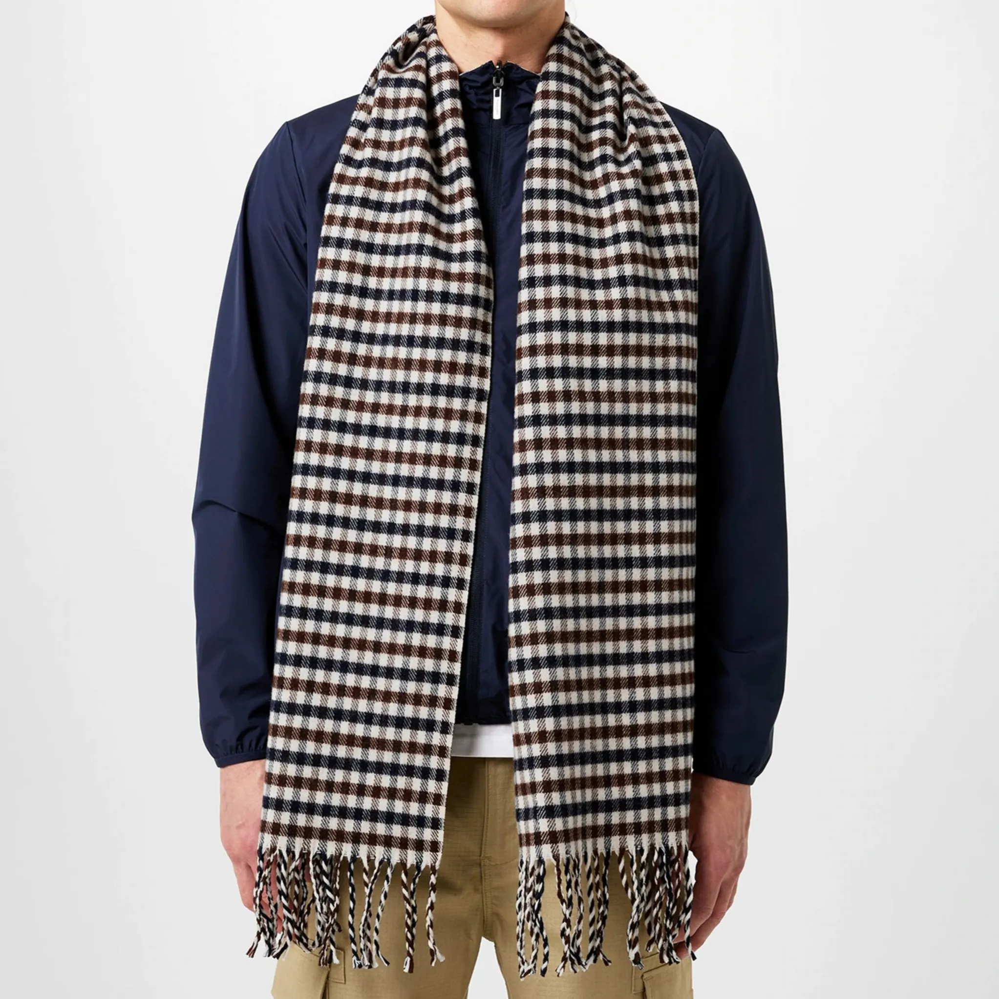 Aquascutum Classic Check Knit Scarf