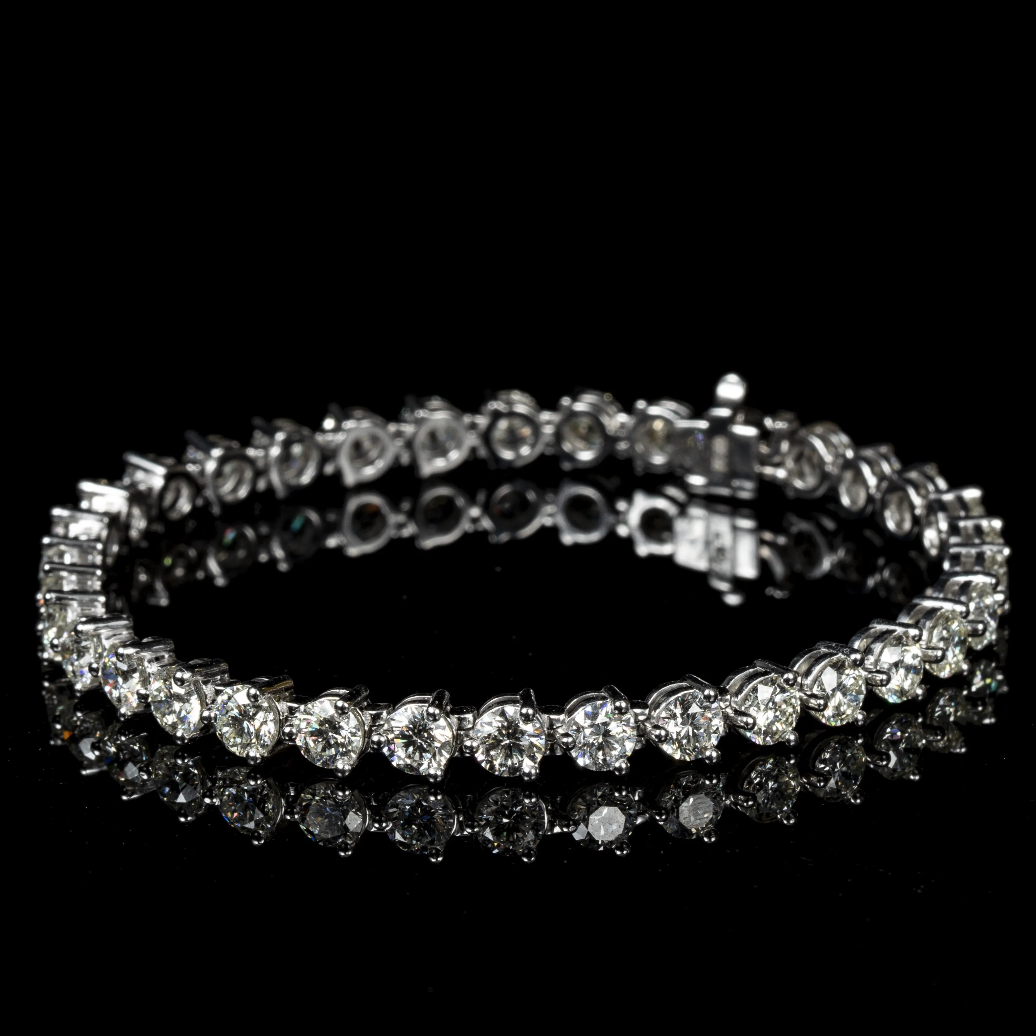 Beauvince 3 Prong Diamond Tennis Bracelet (10.47 ct Diamonds) in Platinum