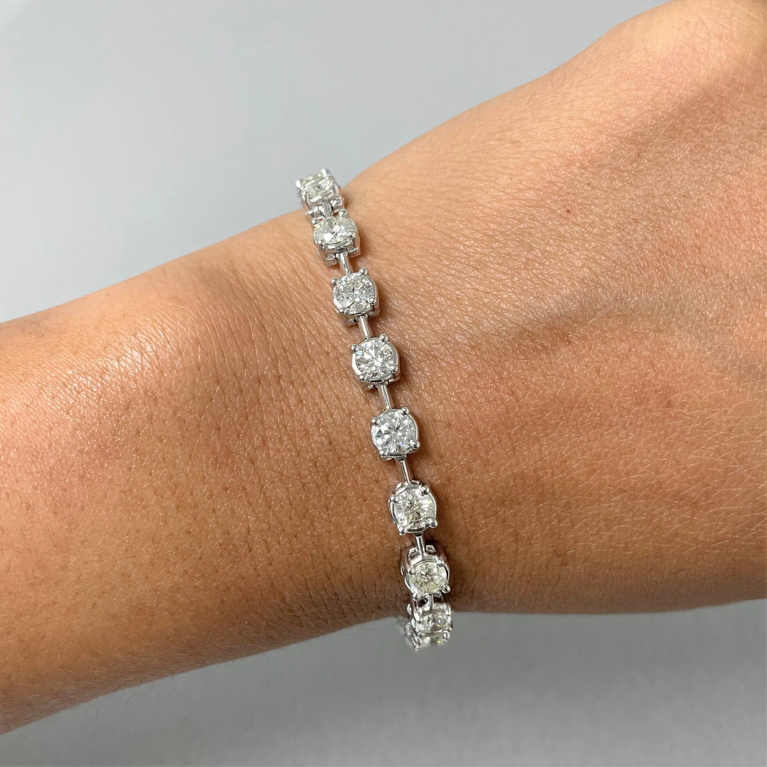 Beauvince Diamond Spaces Tennis Bracelet 7.06 Carat Diamonds in White Gold