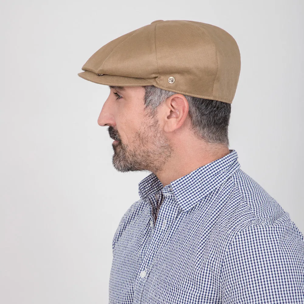 Beckham - Walrus Hats Tan Cotton 8 Panel Newsboy Cap