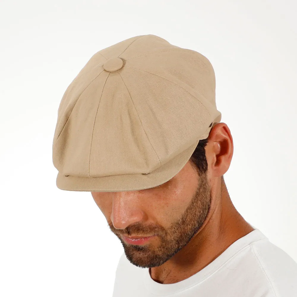 Beckham - Walrus Hats Tan Cotton 8 Panel Newsboy Cap