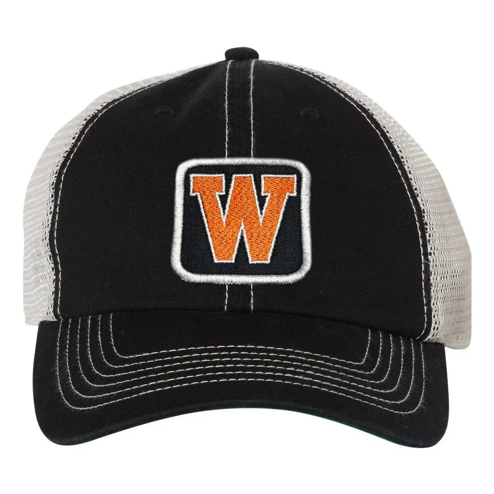 Black Trucker Hat - West De Pere Hat - Logo Patch