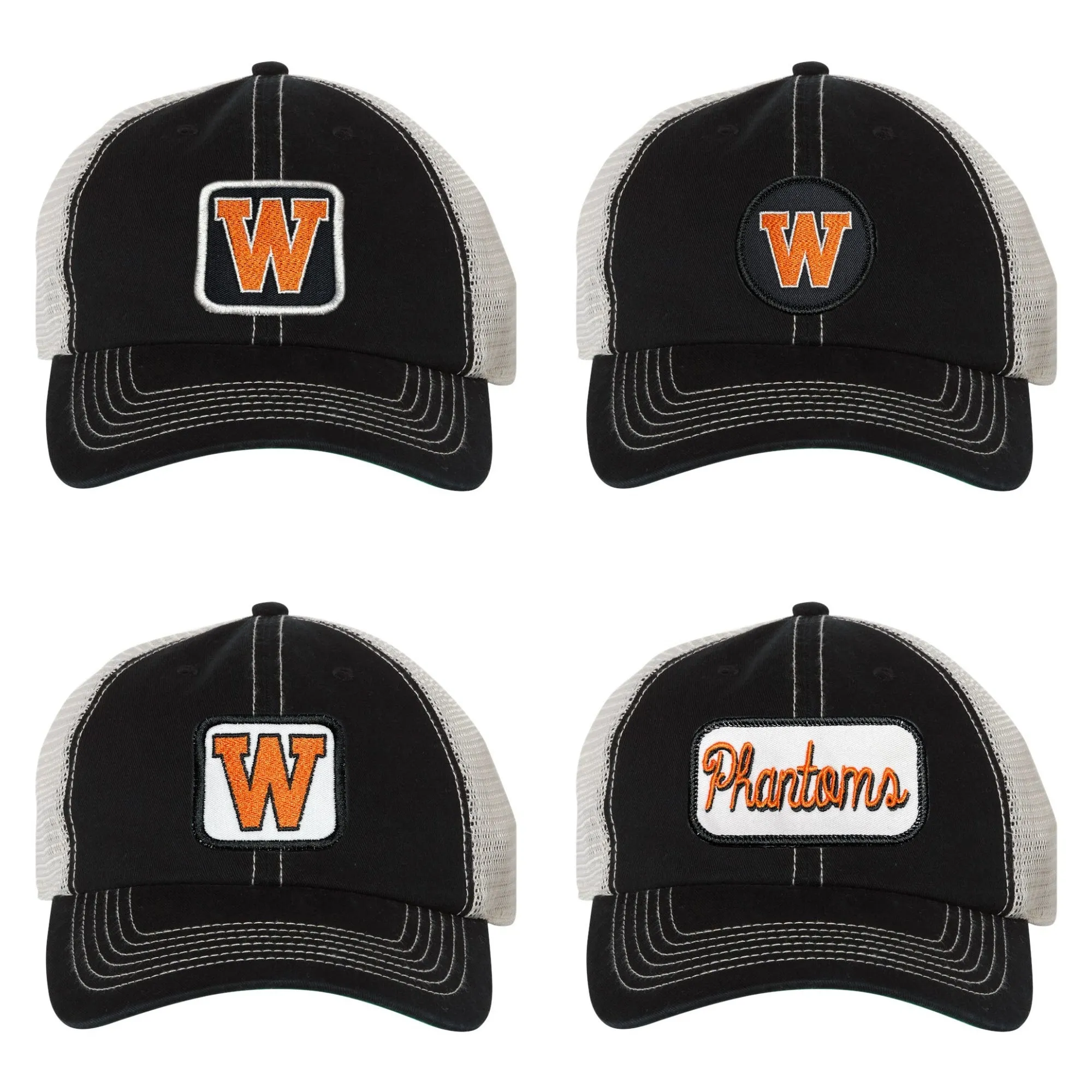 Black Trucker Hat - West De Pere Hat - Logo Patch