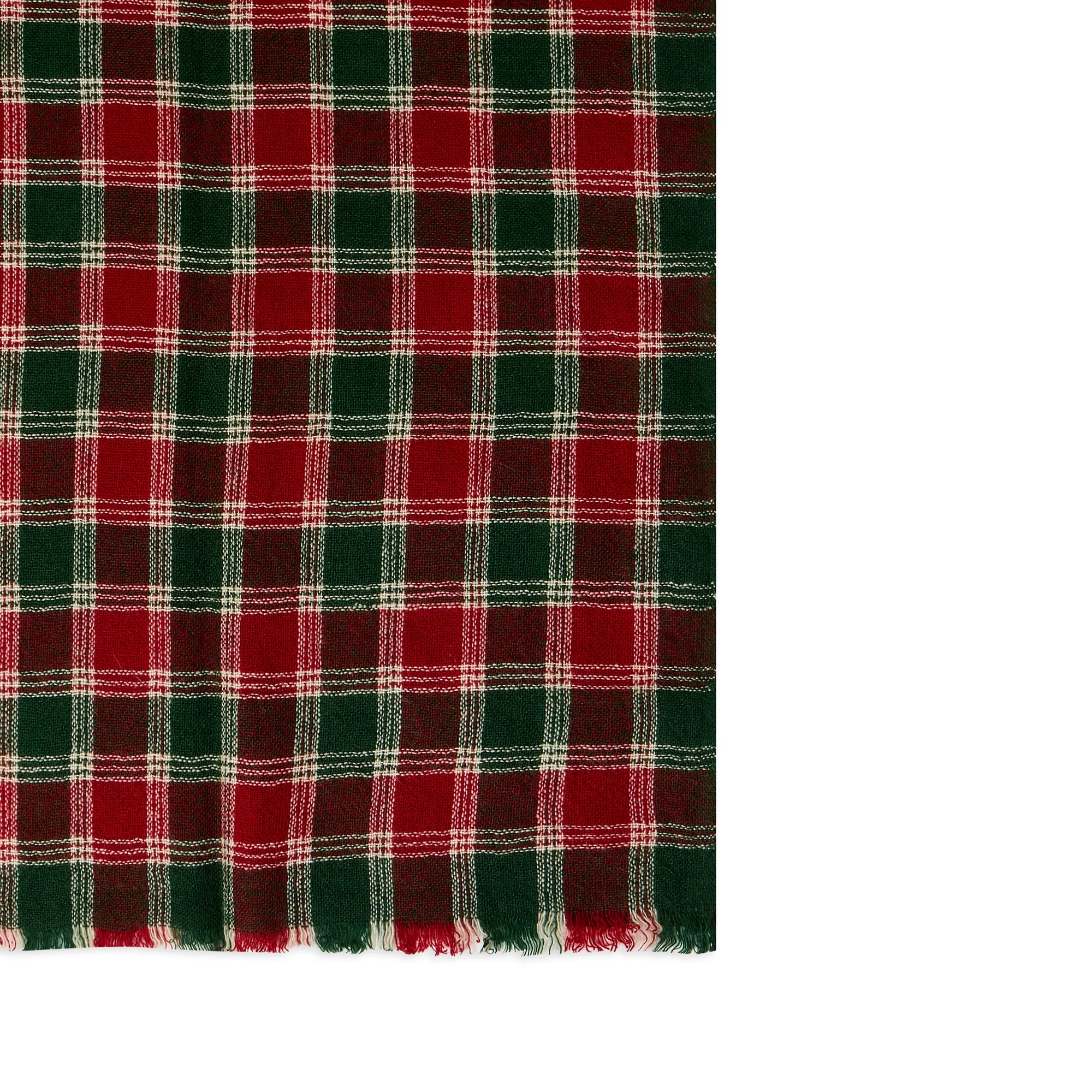 Cashmere & Merino Wool Scarf - Tartan Green