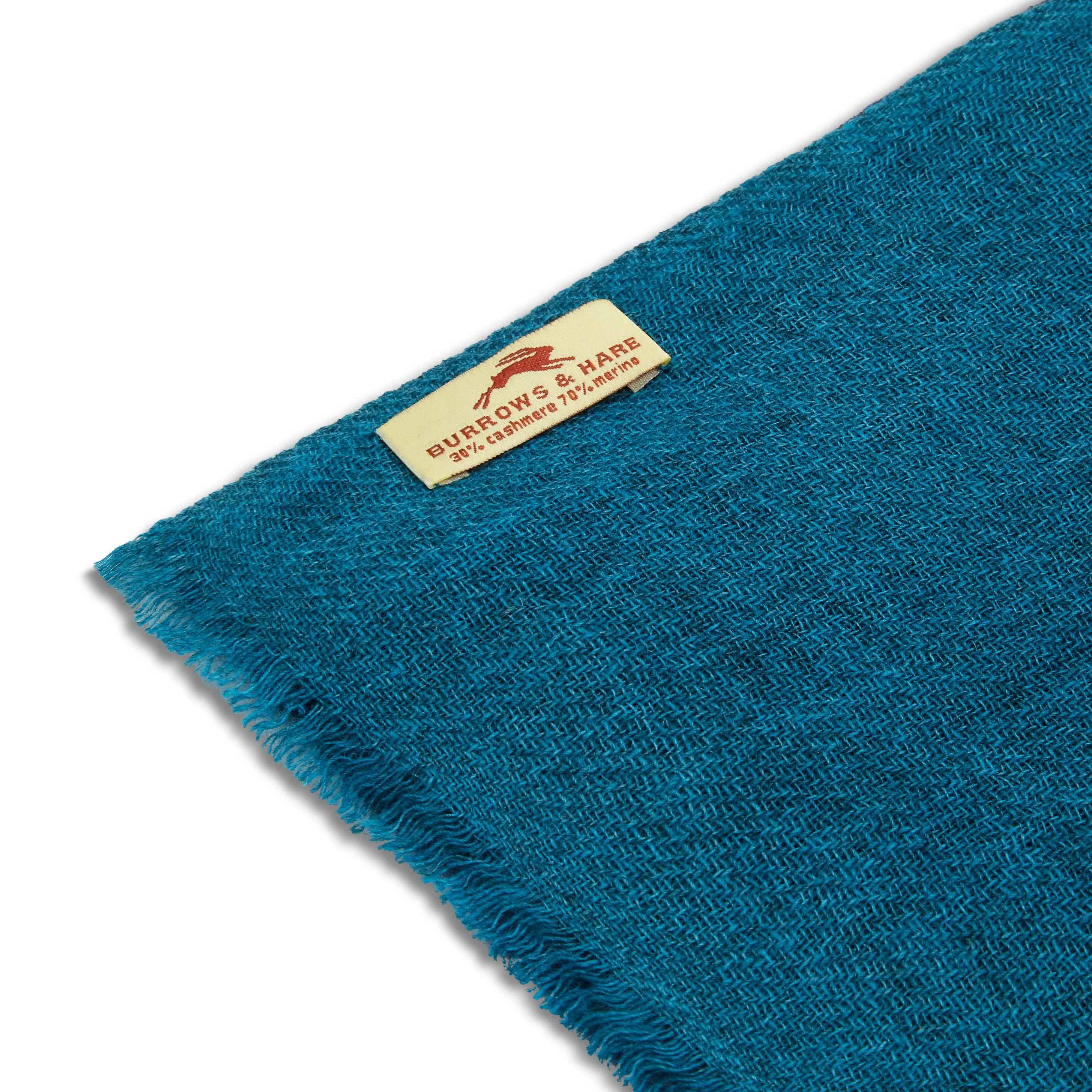 Cashmere & Merino Wool Scarf - Teal, Navy & Grey