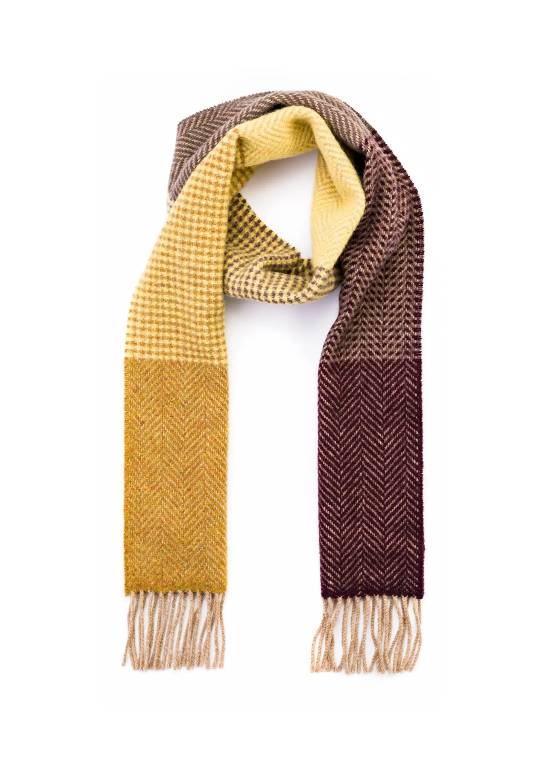 Cashmere Merino Scarf | Mustard Brown Plaid