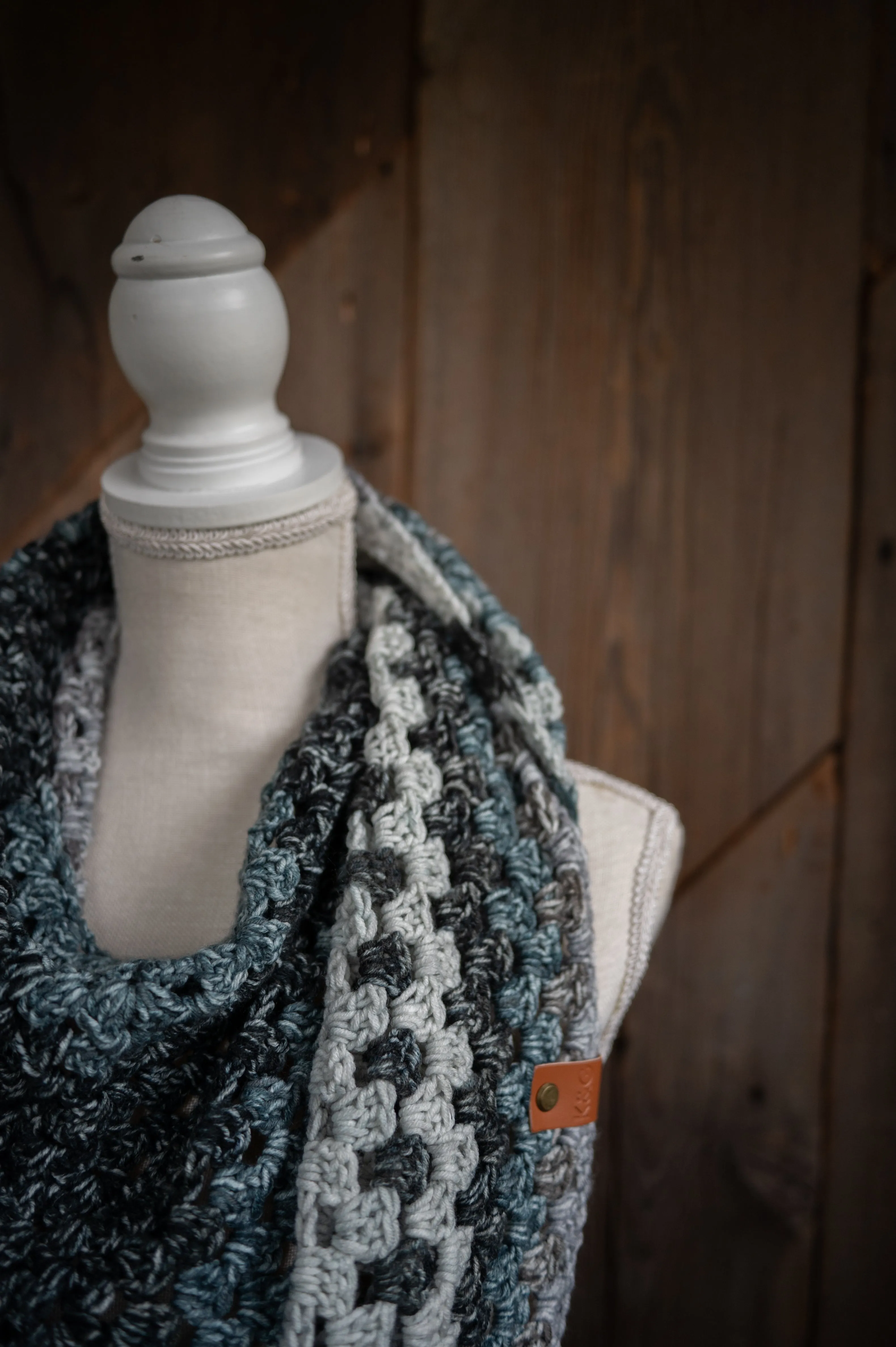 Cozy Crocheted Triangle Scarf - Cool