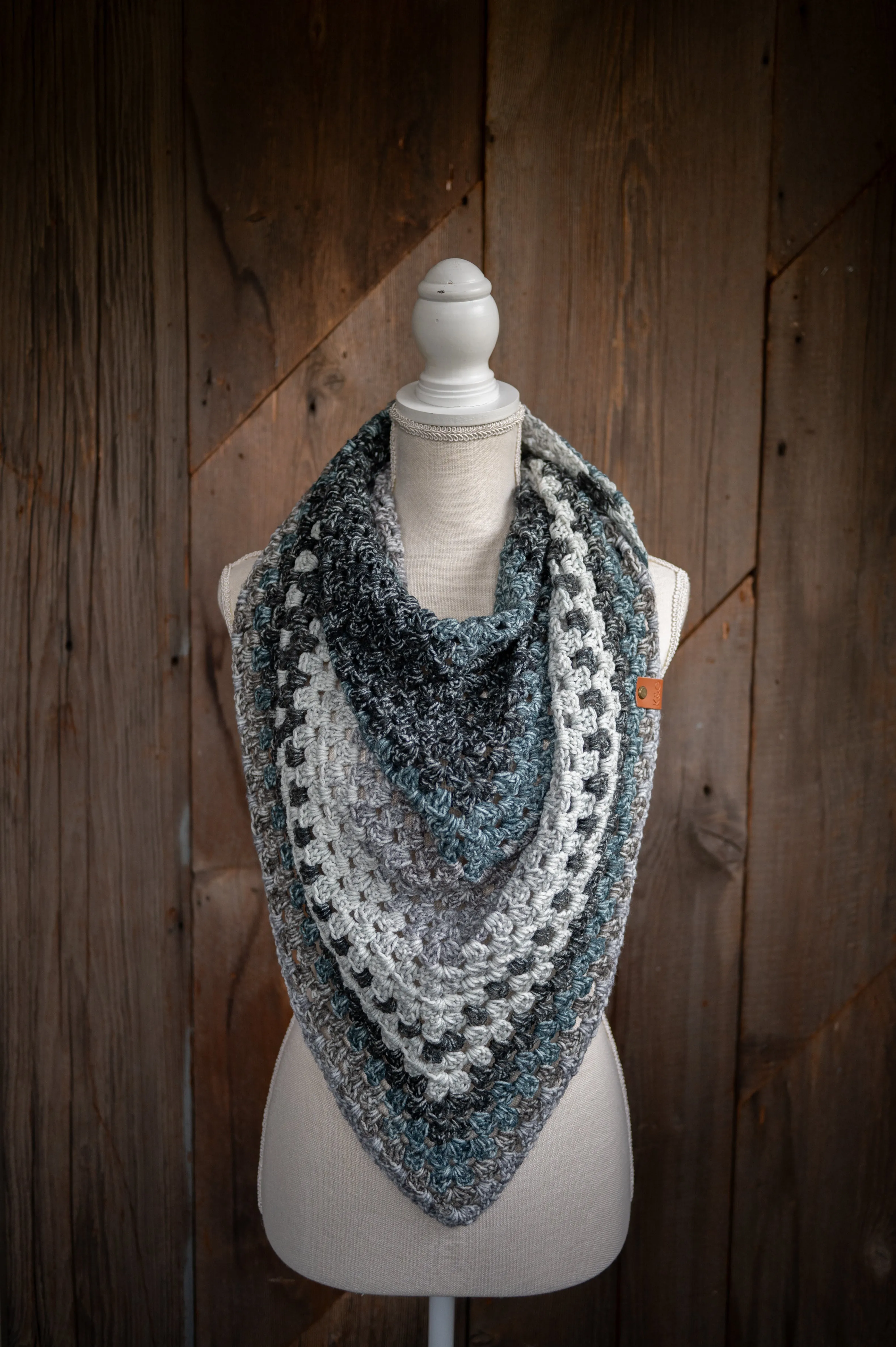 Cozy Crocheted Triangle Scarf - Cool