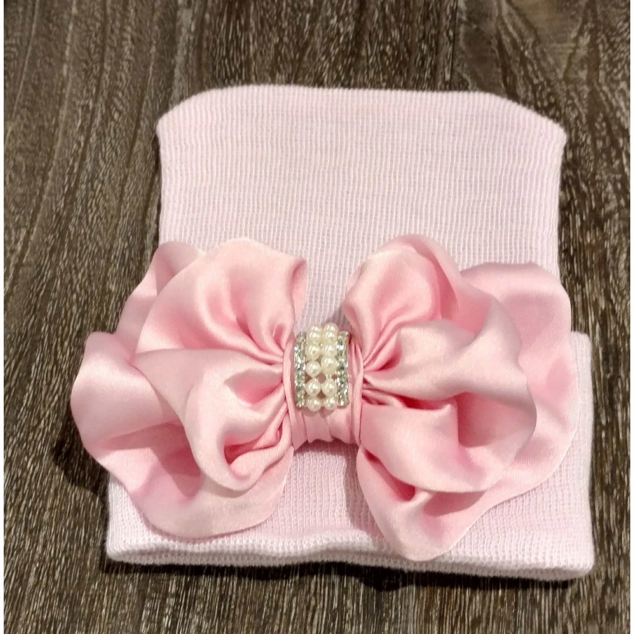 Cradle Cuties Crystal & Pearl Bow Hat