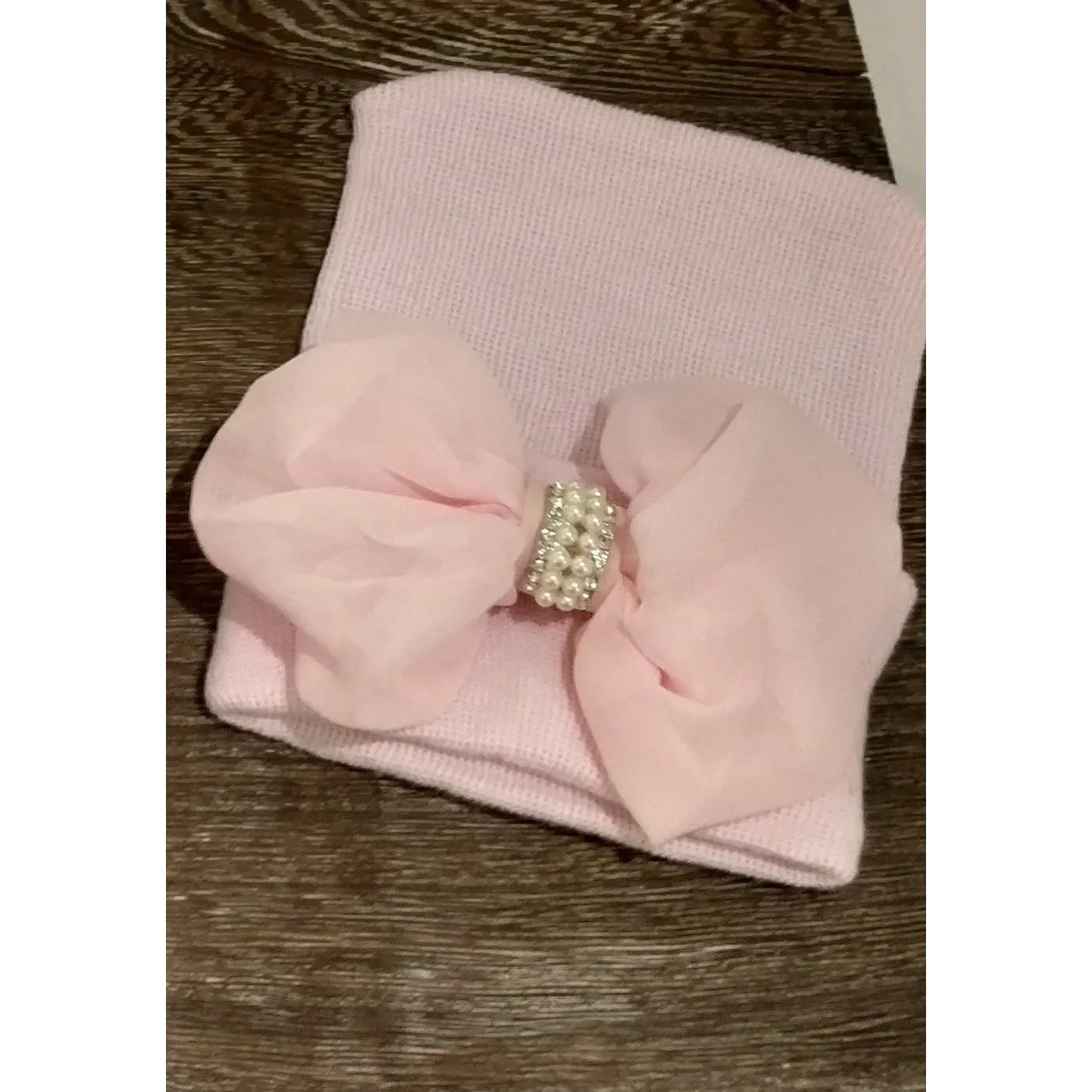 Cradle Cuties Crystal & Pearl Bow Hat