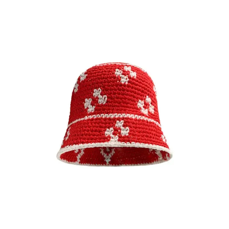 Crochet Knitted Cross Bucket Hat