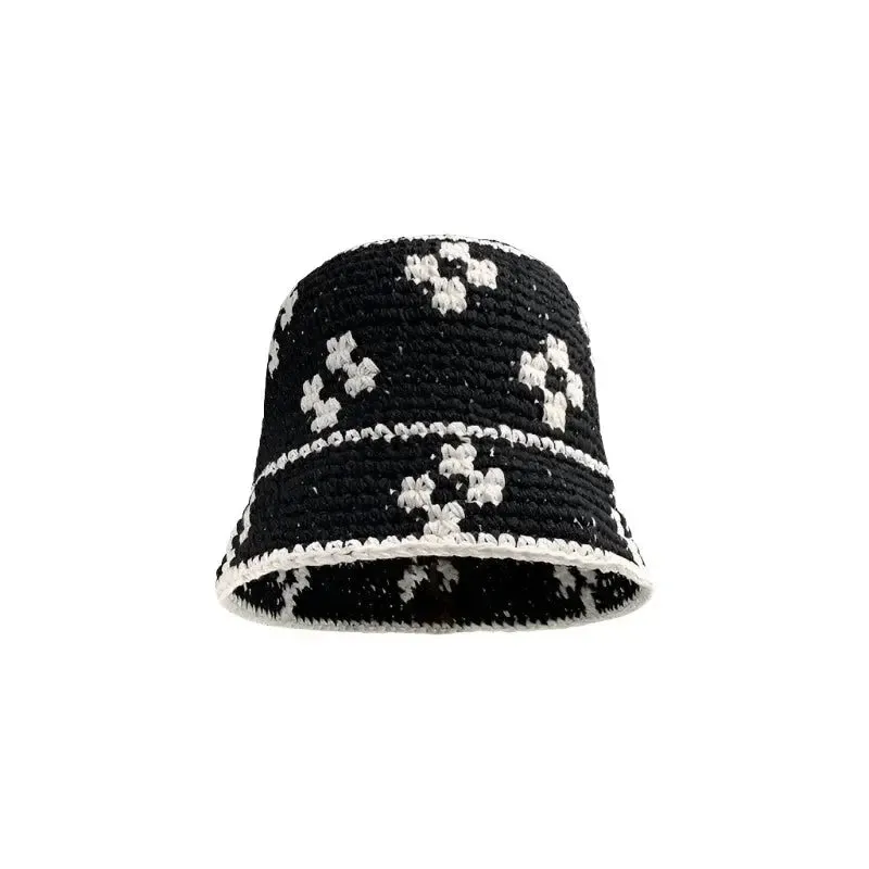 Crochet Knitted Cross Bucket Hat