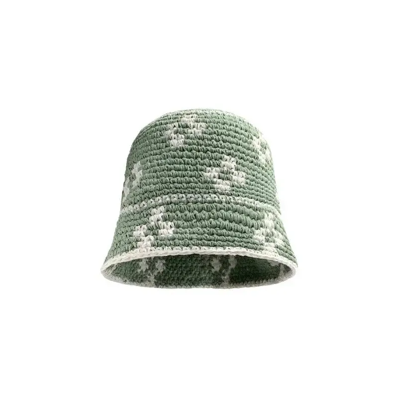 Crochet Knitted Cross Bucket Hat