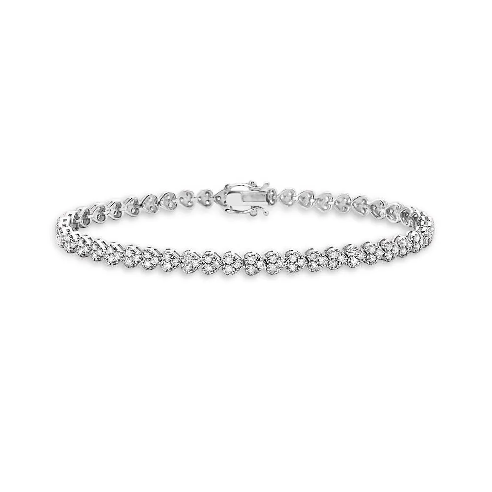 Diamond Heart Shape Tennis Bracelet (2.55 ct.) in 14K Gold