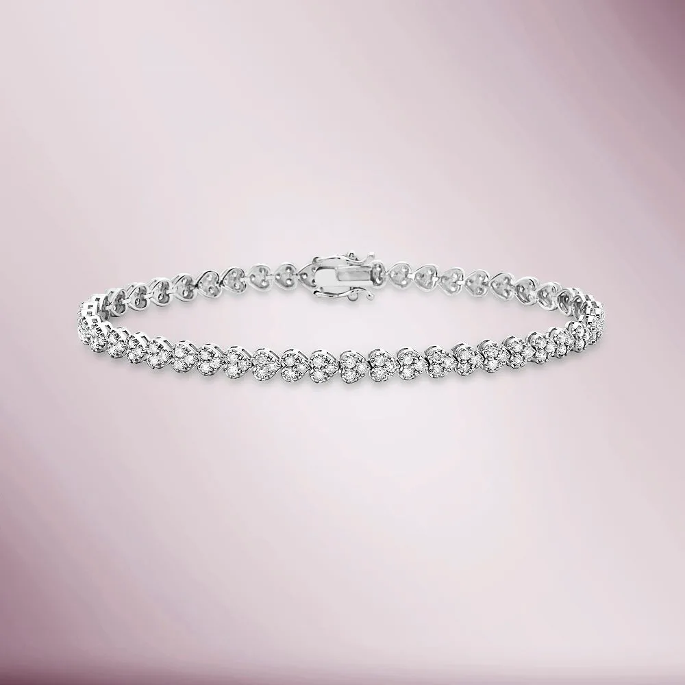 Diamond Heart Shape Tennis Bracelet (2.55 ct.) in 14K Gold