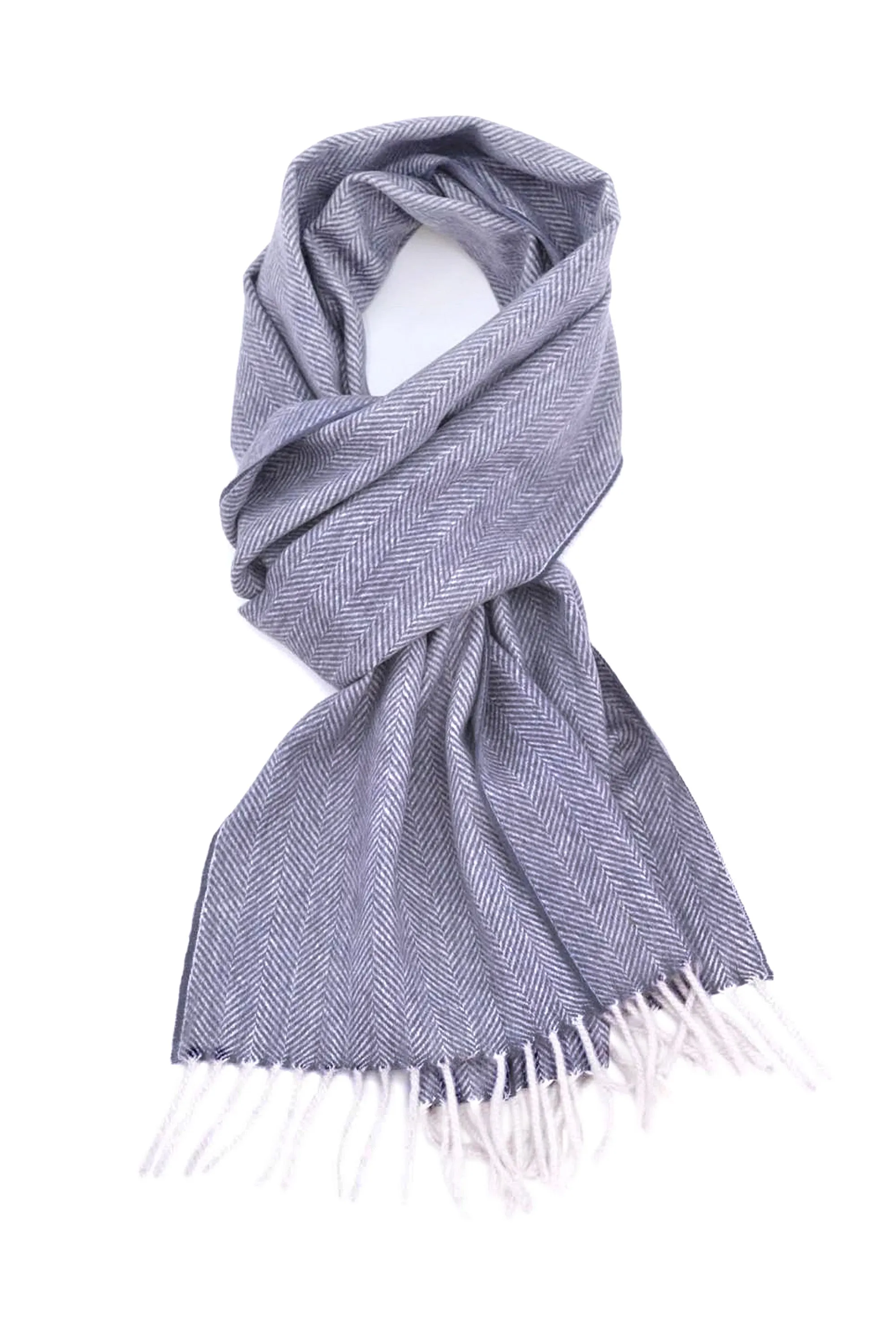 Dolphin Gray Herringbone Cashmere Scarf