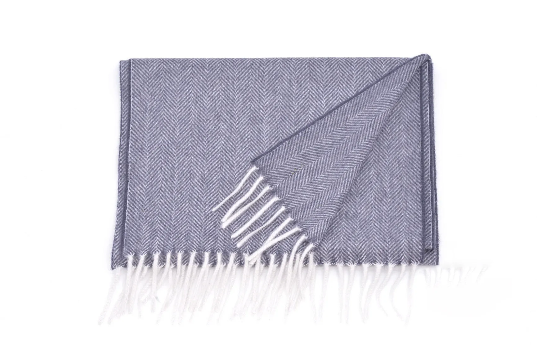 Dolphin Gray Herringbone Cashmere Scarf