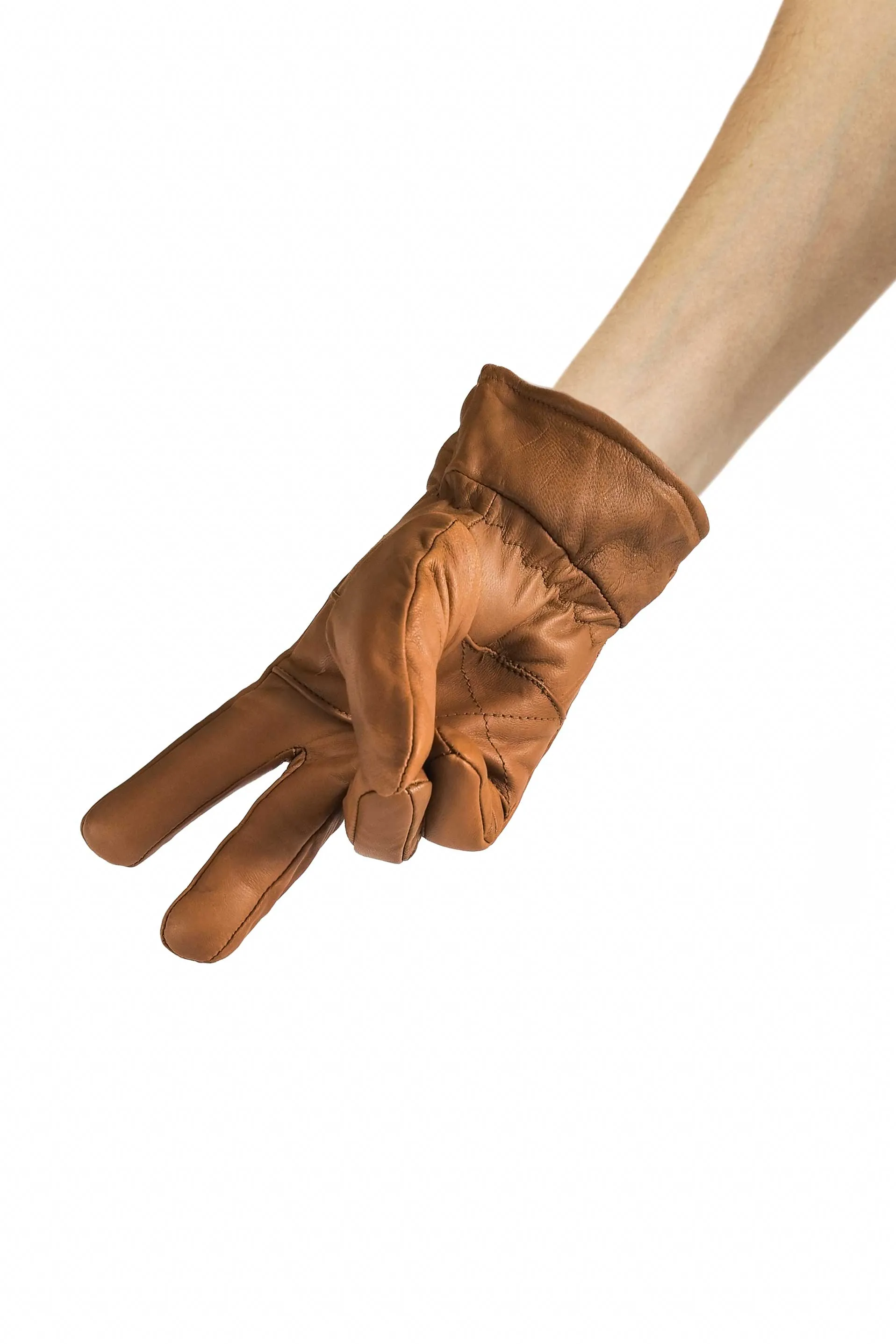 Durable Men's Sheep Leather Winter Gloves // Brown