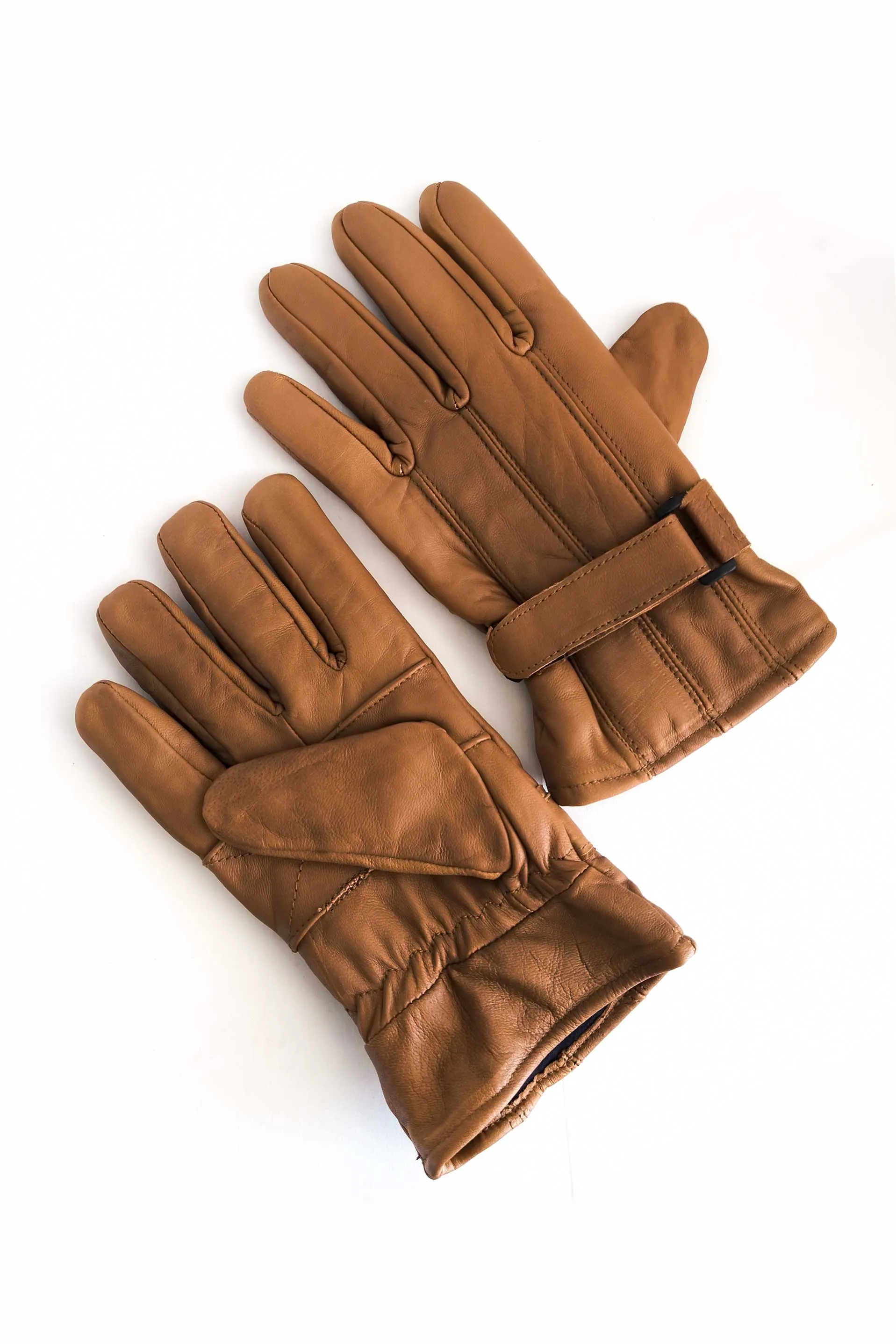 Durable Men's Sheep Leather Winter Gloves // Brown