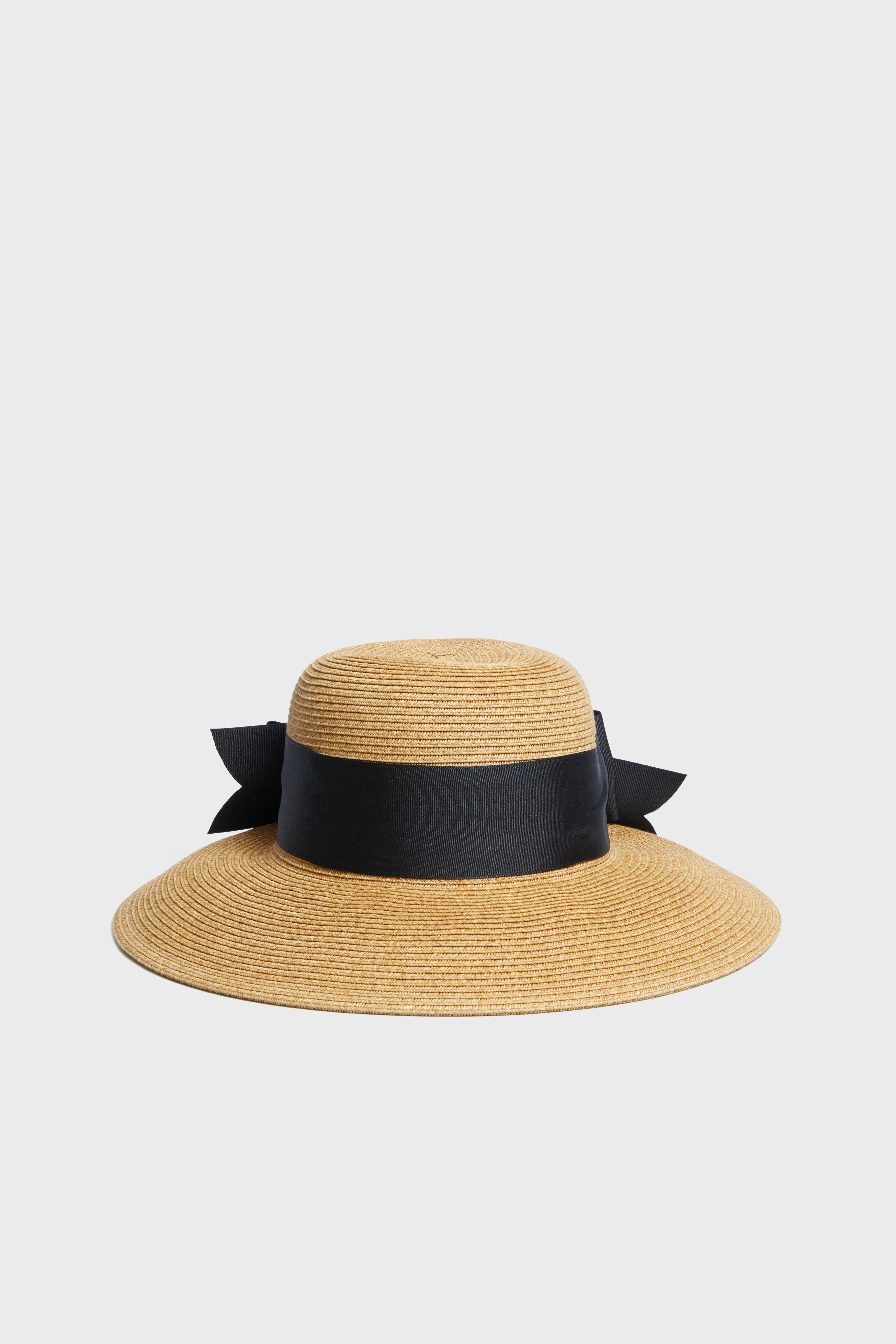 Exclusive Black Packable Wide Bow Sunhat