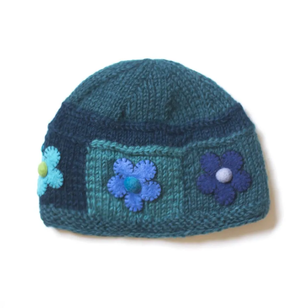 felt flower knitted beanie hat