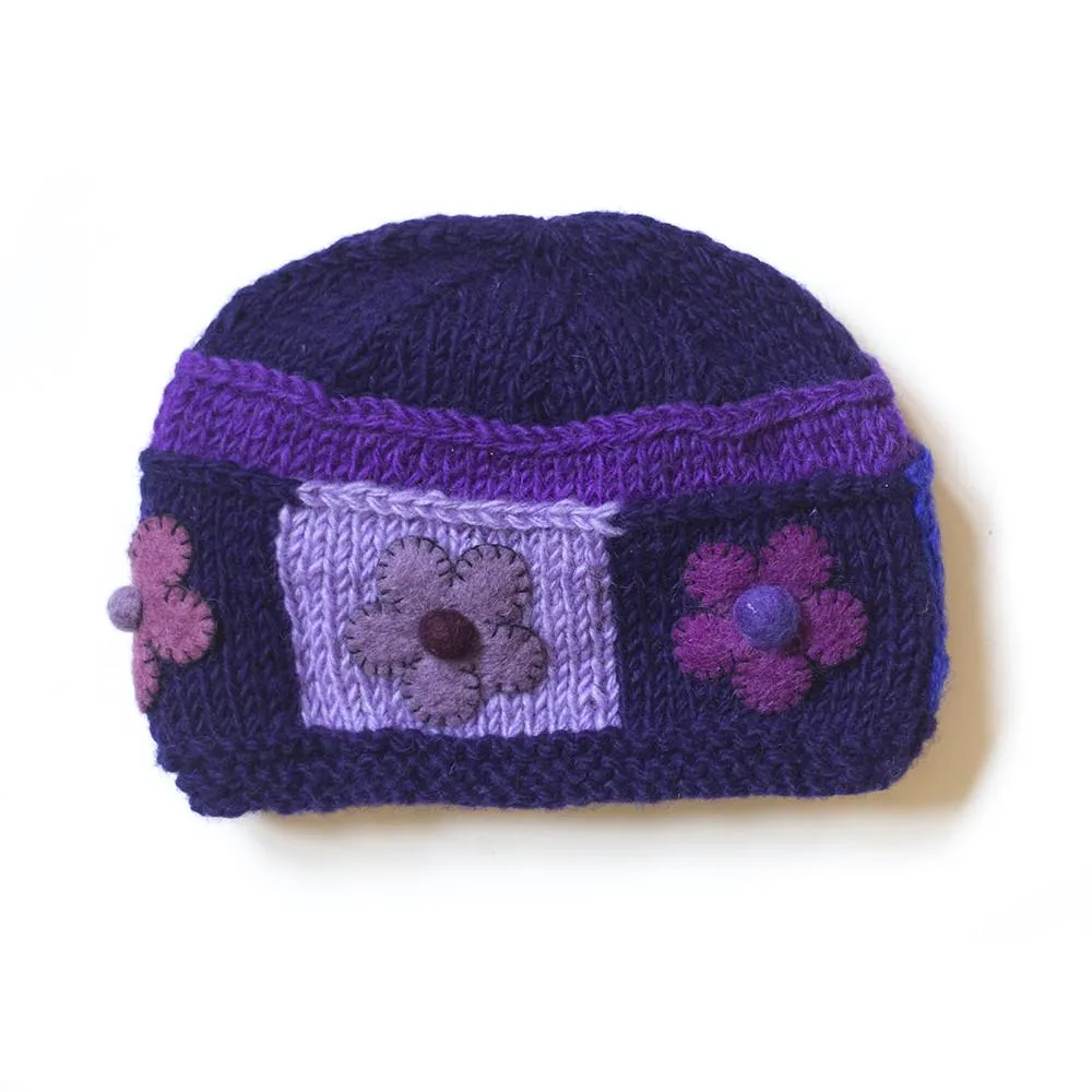 felt flower knitted beanie hat