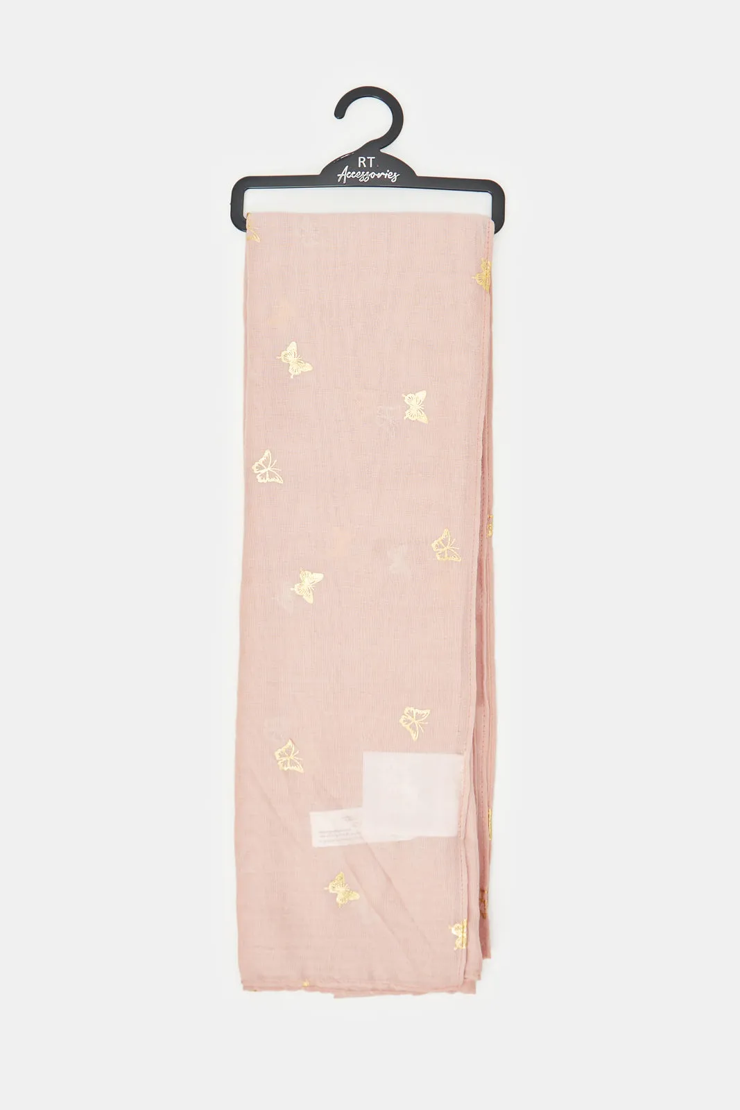 Girls Pink Color Foil Printed Scarf