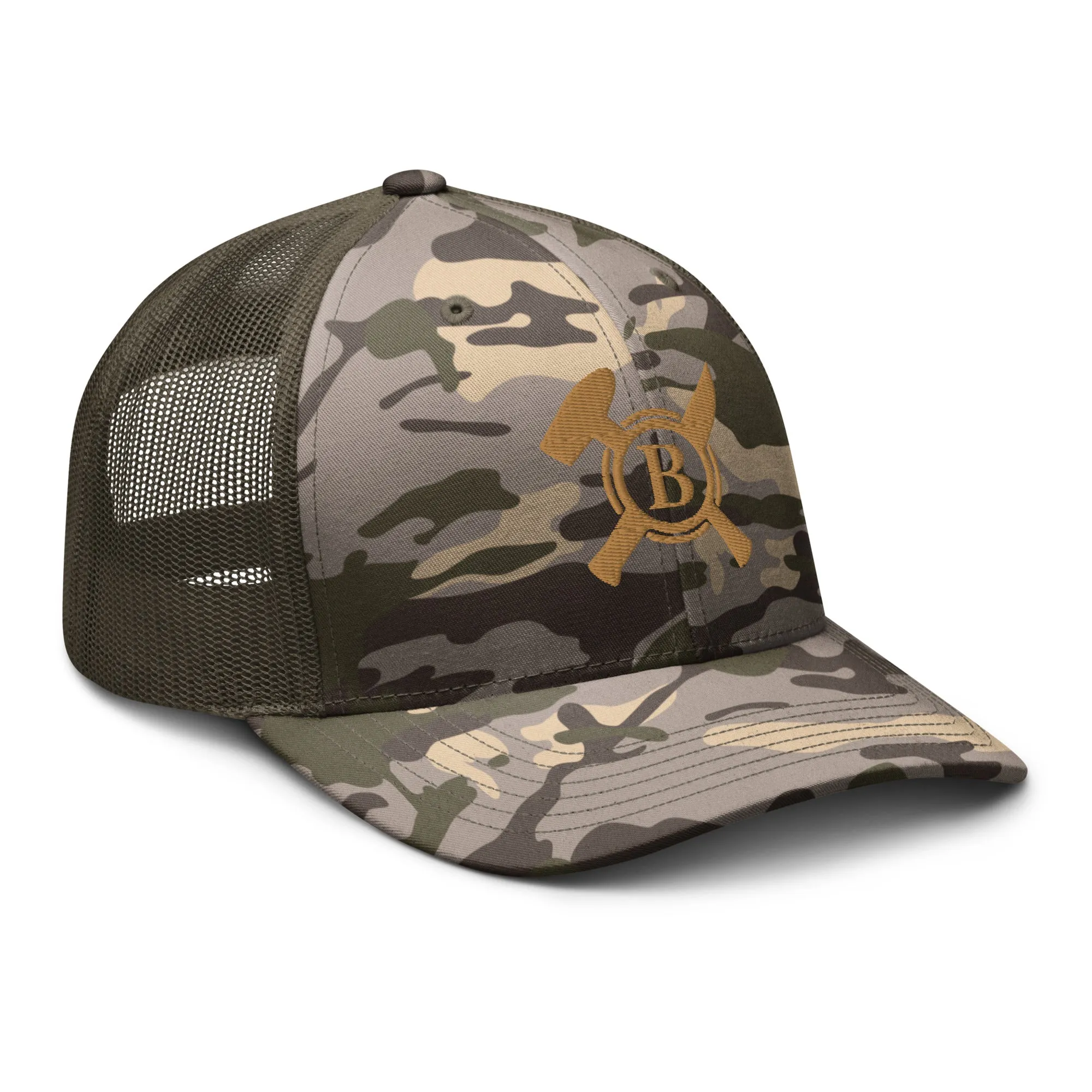 Gold and Camo Logo Trucker