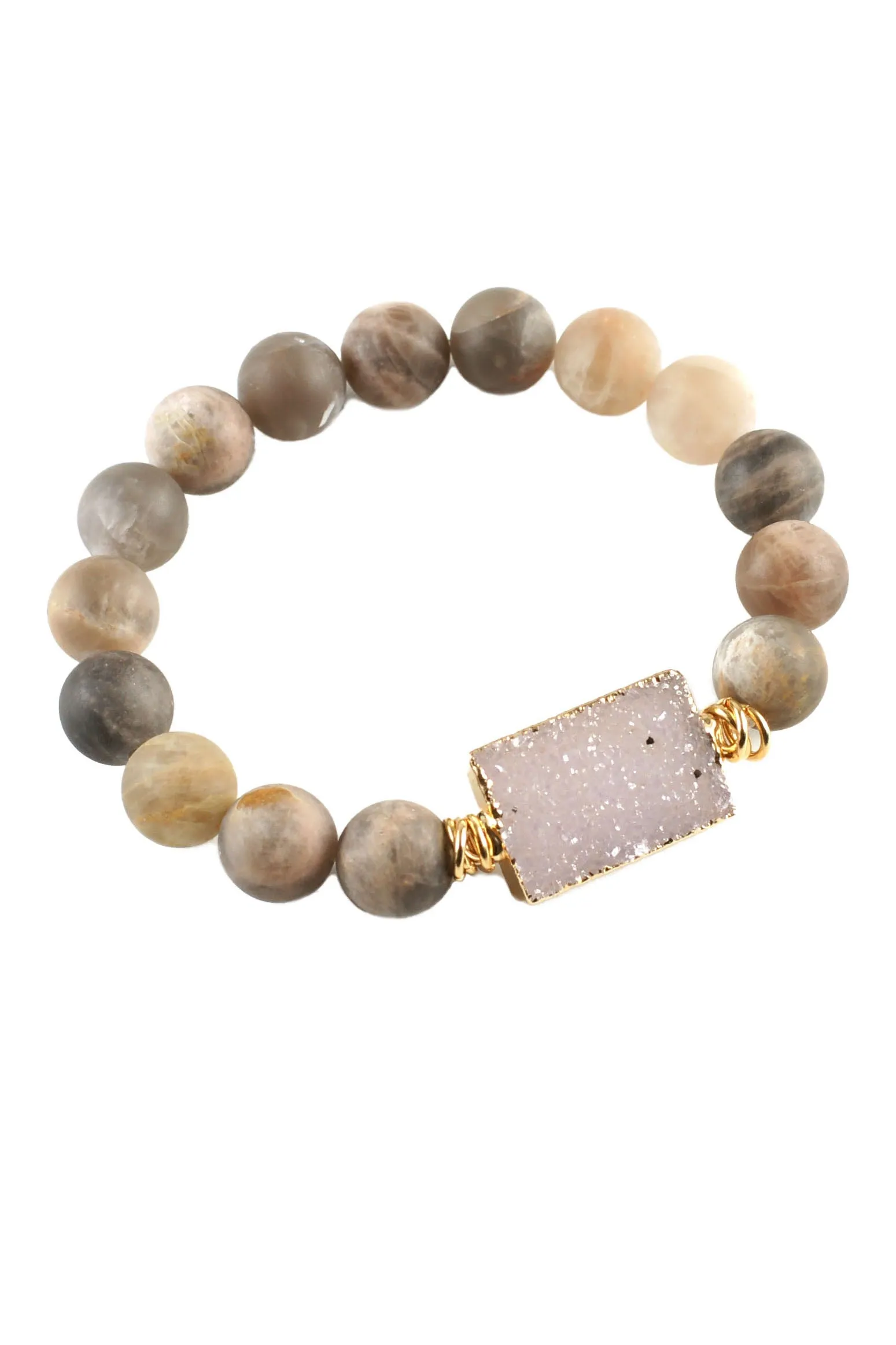 Grey Moonstone Druzy Bracelet