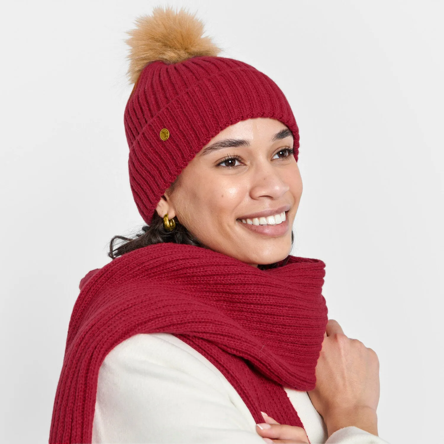 Katie Loxton 21cm Garnet Red Knitted Hat