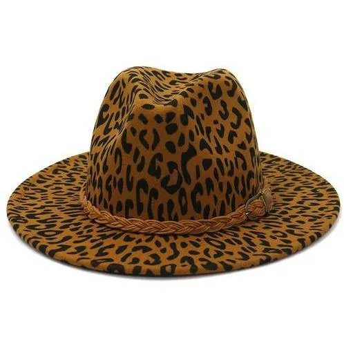 ||Leopard|| Panama Hat   Brown Leather Belt