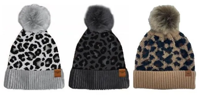 Leopard Pom Hats