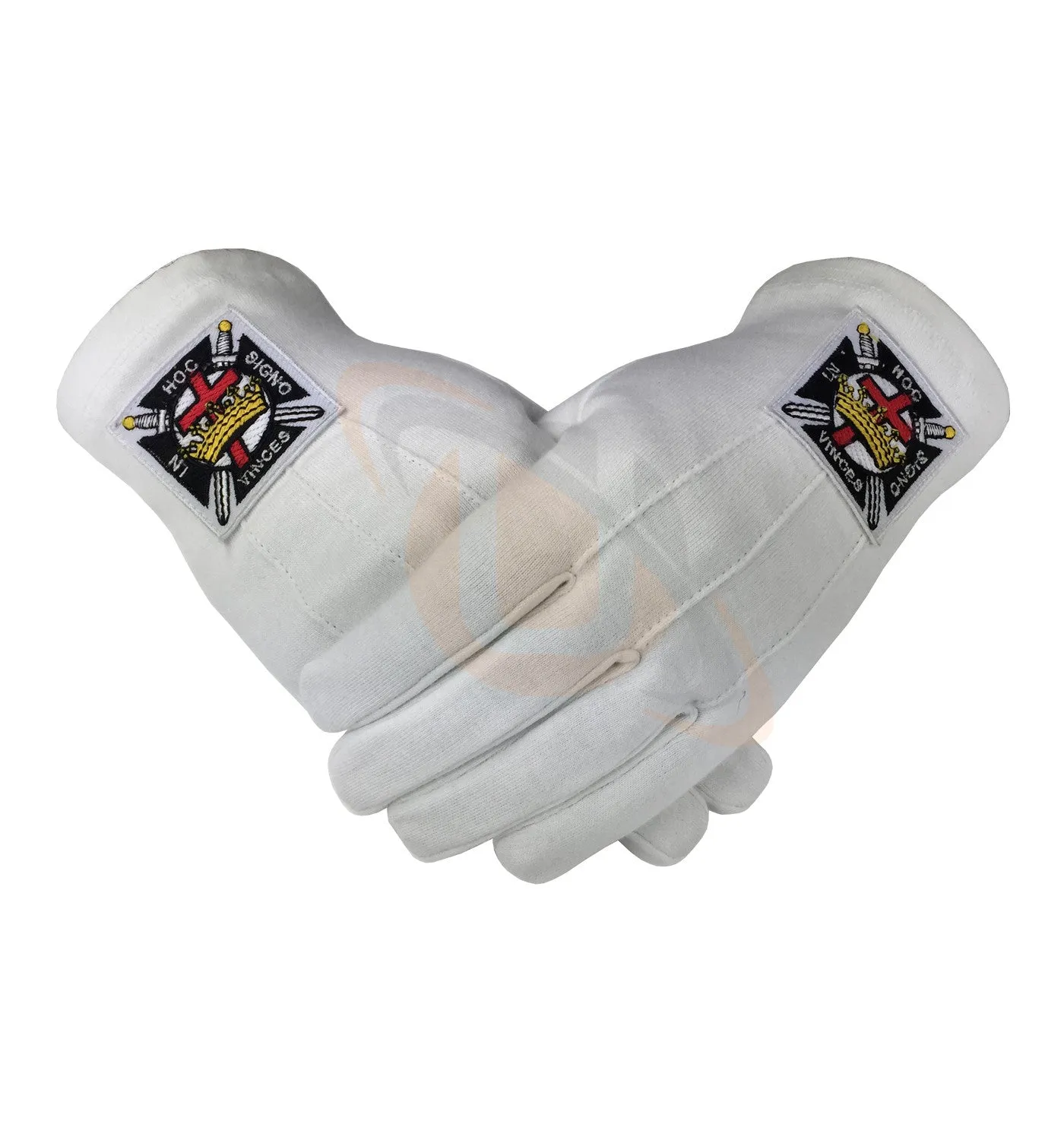 Masonic Knight Templar KT 100% Cotton Machine Embroidery Emblem Glove