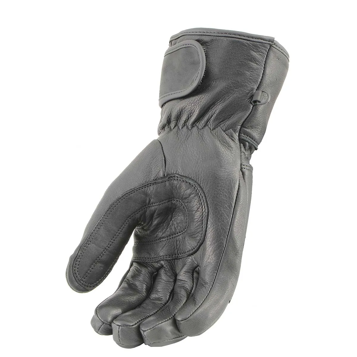 Milwaukee Leather MG7534 Men's Black Deerskin Gauntlet Motorcycle Hand Gloves W/ Wrist Strap & Sinch Closure