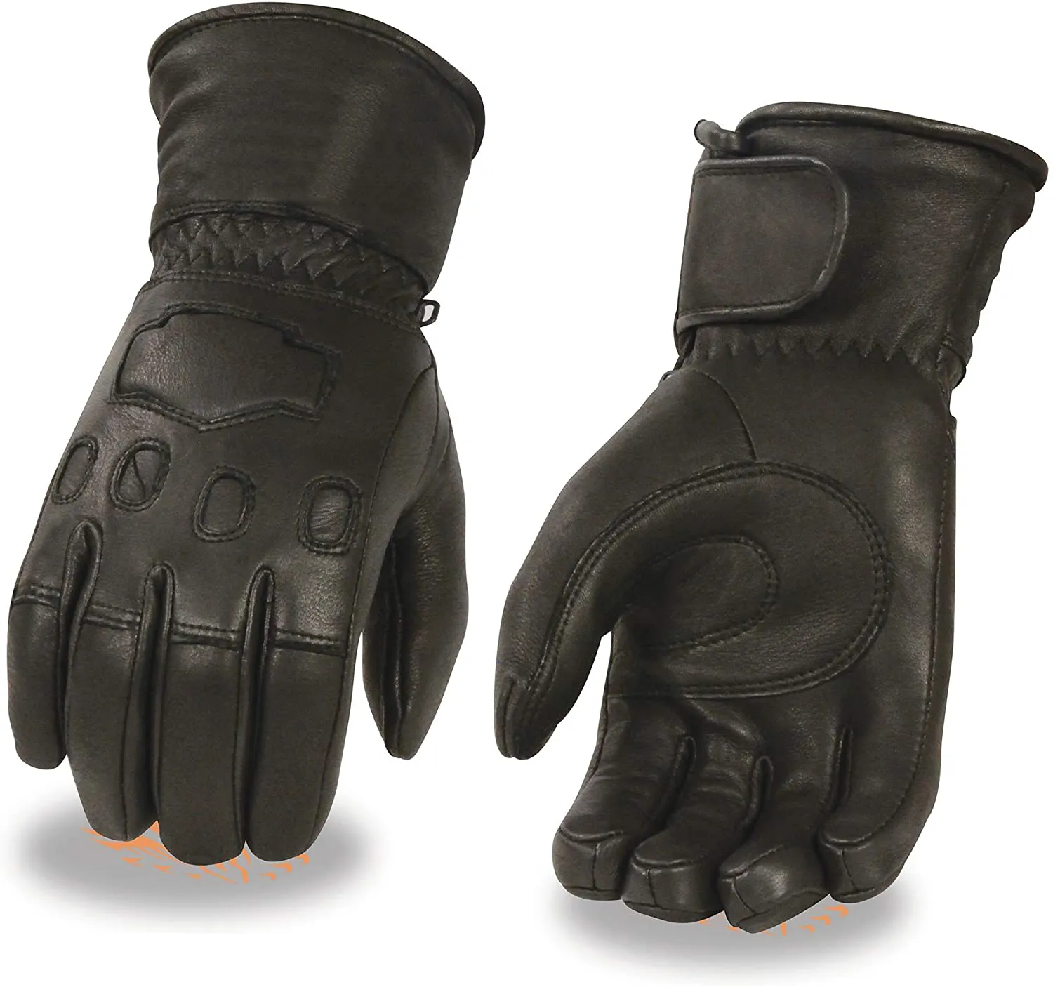 Milwaukee Leather MG7534 Men's Black Deerskin Gauntlet Motorcycle Hand Gloves W/ Wrist Strap & Sinch Closure