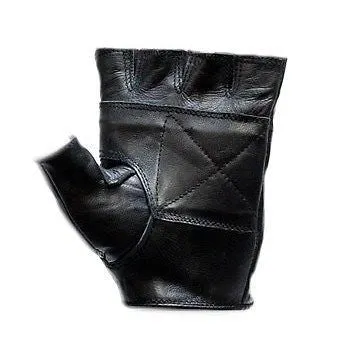 MOTORCYCLE MEN'S FINGERLESS SPIKED GLOVES VERY SOFT LEATHER WITH VELCRO STRAP