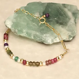 Multicolor Stone and Pearl Chunky Bracelet