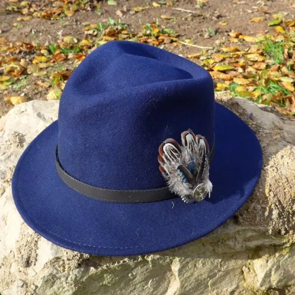 Mustard Fedora Hat with Leather Band. Unisex, Crushable.