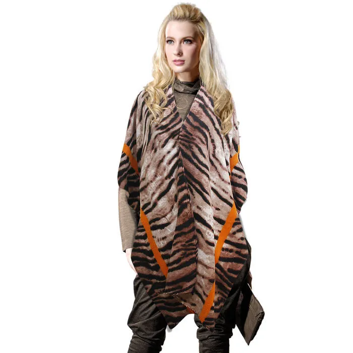 Orange Stripe Tiger Cozy Kimono