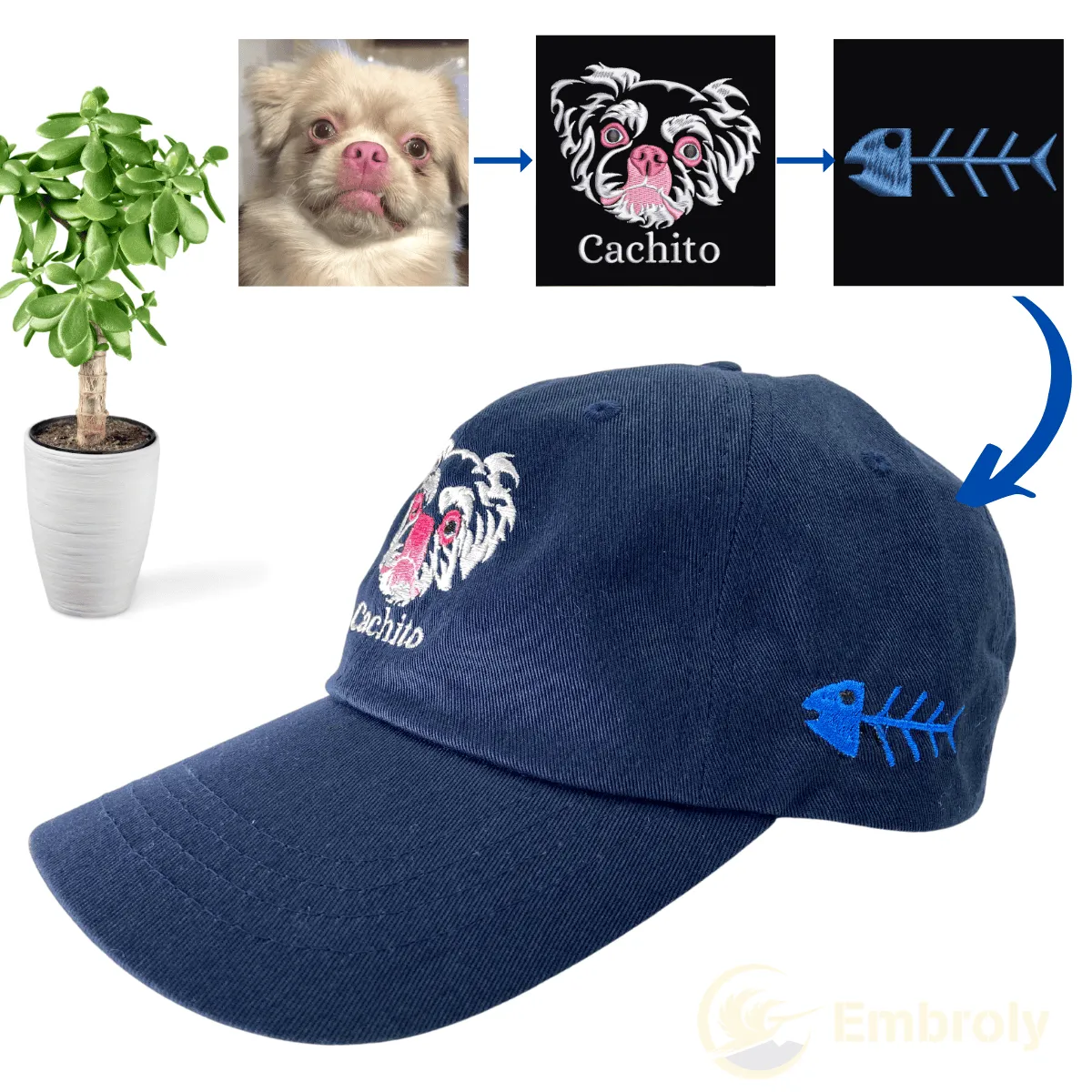 Personalized Pet Dyed Hat with Embroidered Photo