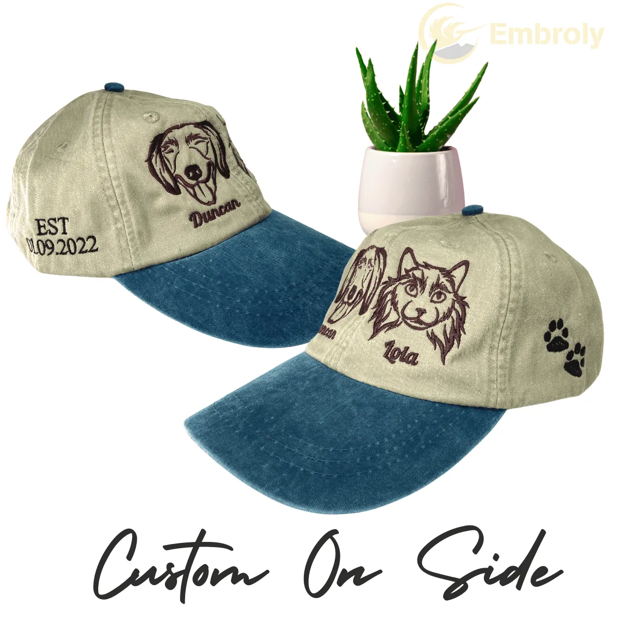 Personalized Pet Dyed Hat with Embroidered Photo