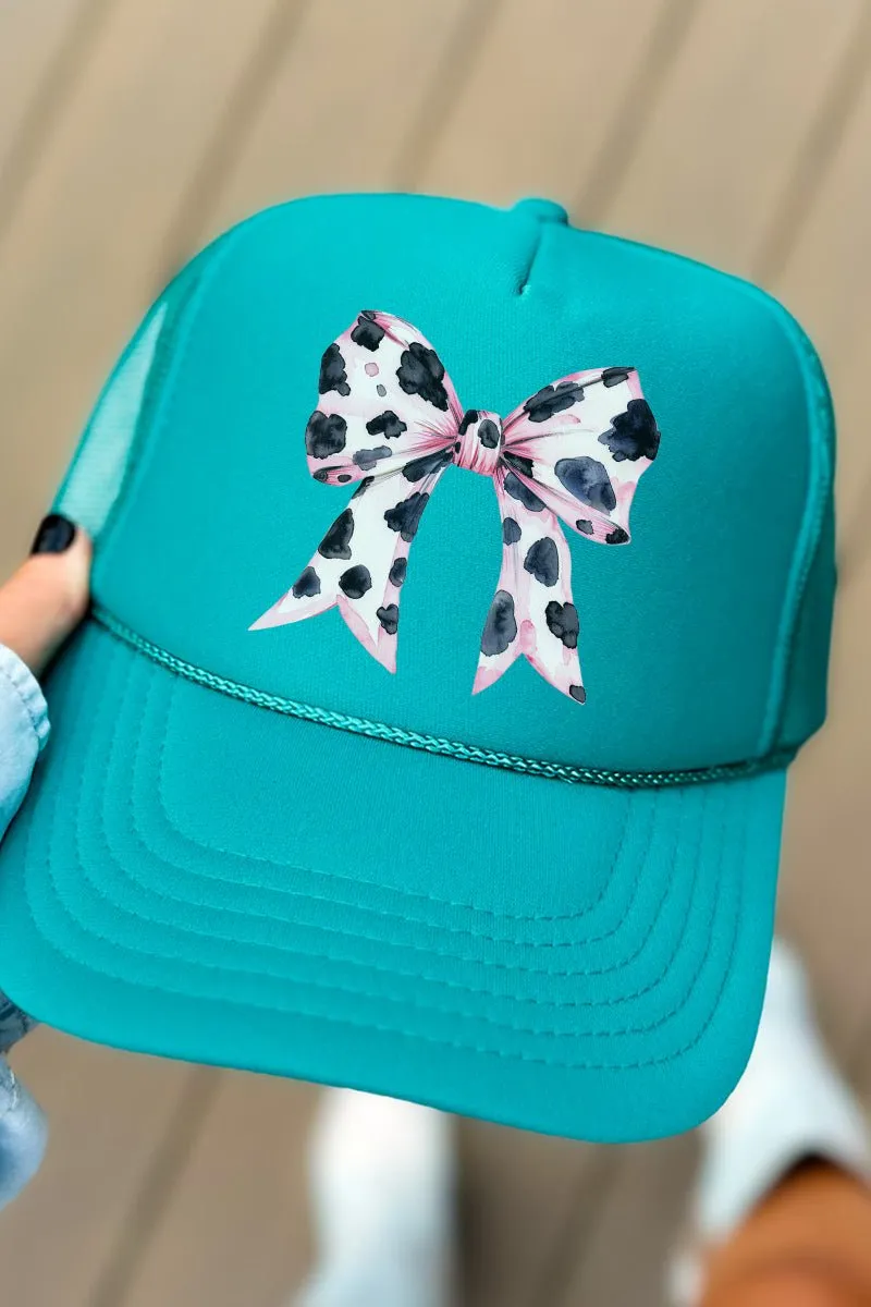 Pink Cow Coquette Bow Otto Jade Foam Front Trucker Hat