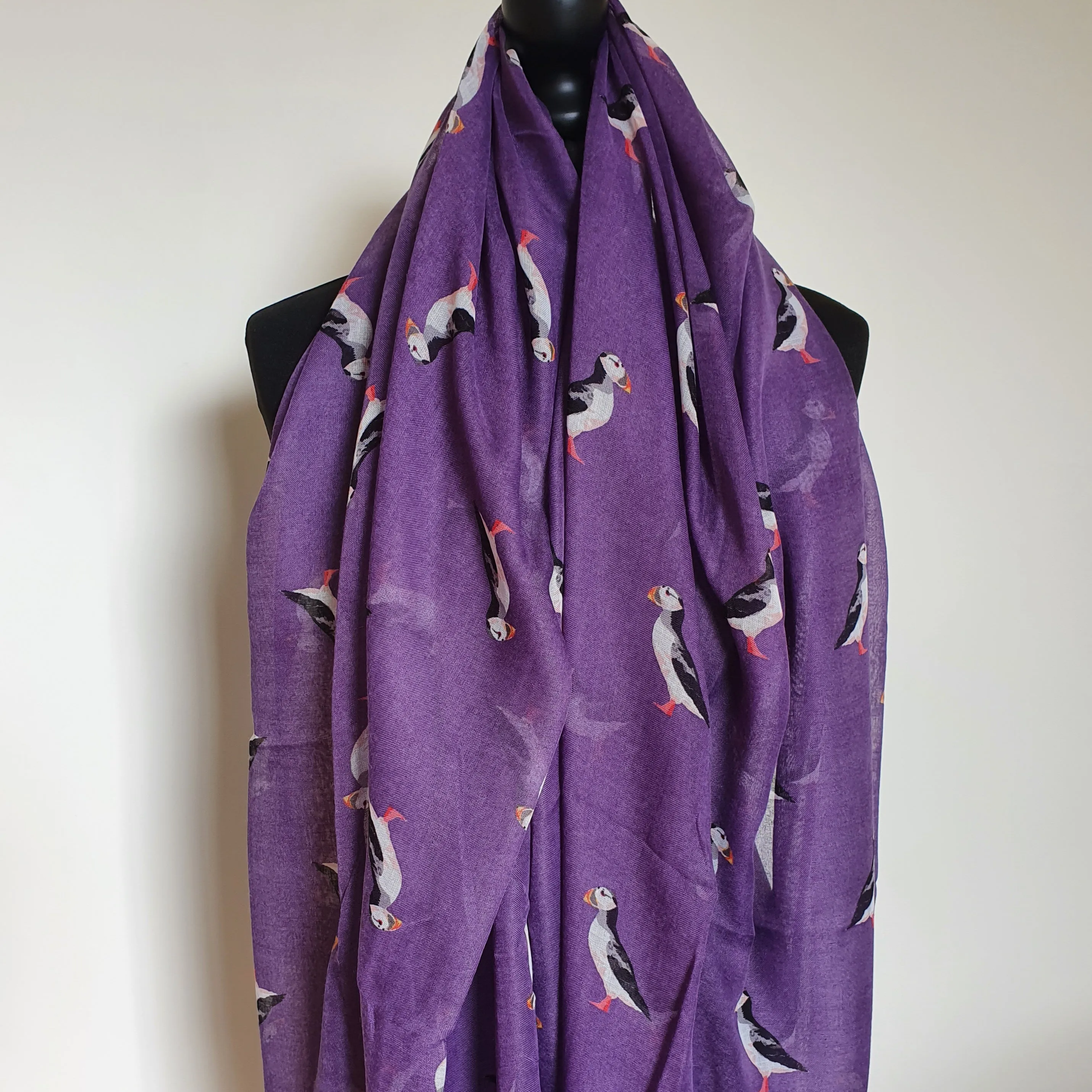 Purple Puffin Scarf