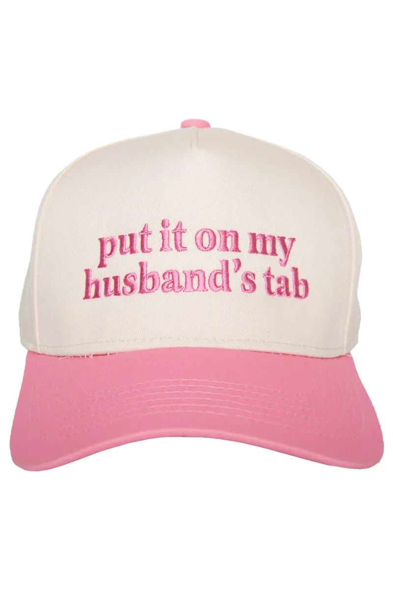 Put It On My Husband's Tab Wholesale Vintage Baseball Hat